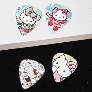 Hello Kitty Guitar Picks Set 4pcs .71mm Dual Sided Pastel Kawaii Plectrum Pack